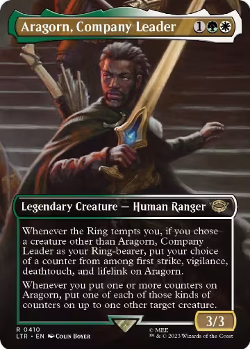Aragorn, Company Leader (Borderless) (410), Universes Beyond: The Lord of the Rings: Tales of Middle-earth — Magic card price