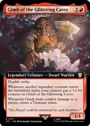 Gimli of the Glittering Caves (Extended Art) (115), Commander: The Lord of the Rings: Tales of Middle-earth — Magic card price