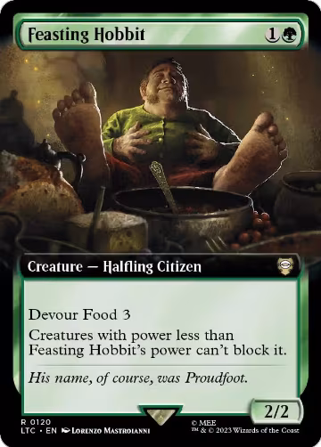 Feasting Hobbit (Extended Art) (120), Commander: The Lord of the Rings: Tales of Middle-earth — Magic card price