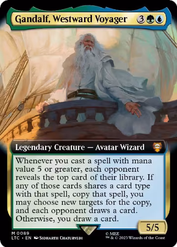 Gandalf, Westward Voyager (Extended Art) (89), Commander: The Lord of the Rings: Tales of Middle-earth — Magic card price