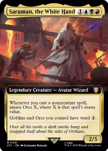 Saruman, the White Hand (Extended Art) (91), Commander: The Lord of the Rings: Tales of Middle-earth — Magic card price