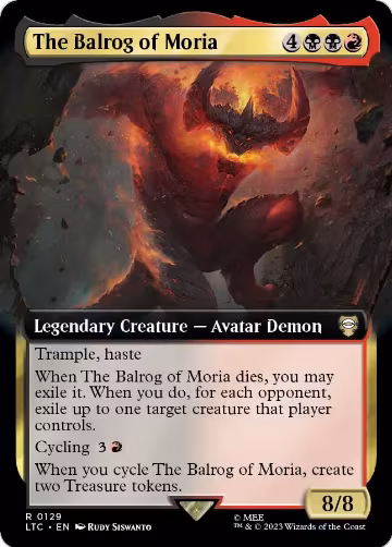 The Balrog of Moria (Extended Art) (129), Commander: The Lord of the Rings: Tales of Middle-earth — Magic card price