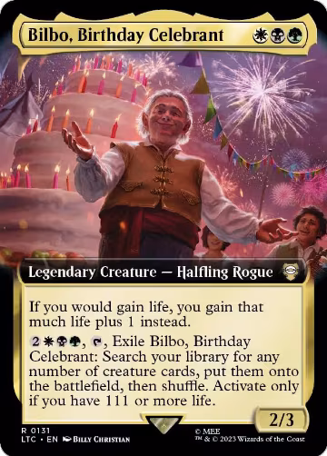 Bilbo, Birthday Celebrant (Extended Art) (131), Commander: The Lord of the Rings: Tales of Middle-earth — Magic card price