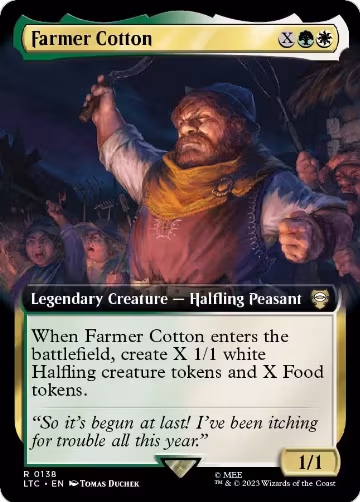 Farmer Cotton (Extended Art) (138), Commander: The Lord of the Rings: Tales of Middle-earth — Magic card price