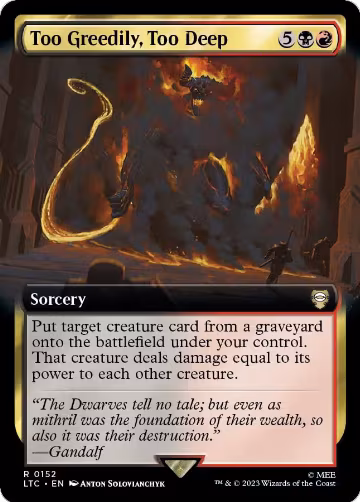 Too Greedily, Too Deep (Extended Art) (152), Commander: The Lord of the Rings: Tales of Middle-earth — Magic card price