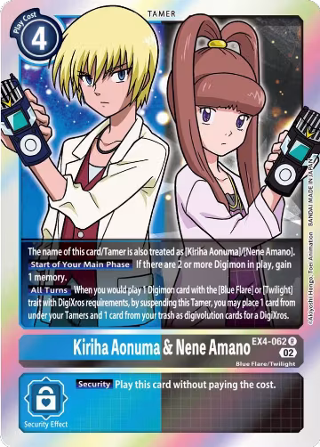 Kiriha Aonuma & Nene Amano (EX4-062 R), Alternative Being Booster — Digimon card price