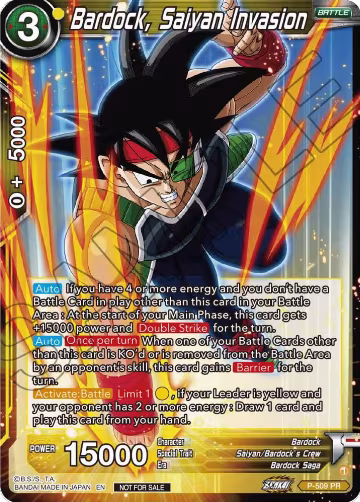 Bardock, Saiyan Invasion (Zenkai Series Tournament Pack Vol.4) (P-509), Tournament Promotion Cards — DB Super card price