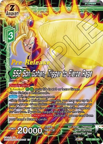 SS2 Son Gohan, Trigger to Fierce Rage (BT21-069), Wild Resurgence Pre-Release Cards — DB Super card price
