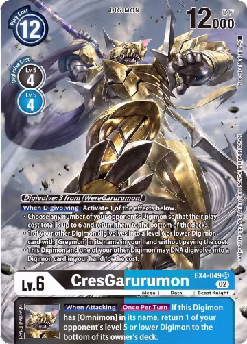 CresGarurumon (Alternate Art) (EX4-049 SR), Alternative Being Booster — Digimon card price