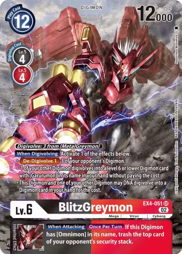 BlitzGreymon (Alternate Art) (EX4-051 SR), Alternative Being Booster — Digimon card price