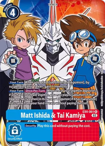 Matt Ishida & Tai Kamiya (Alternate Art) (EX4-061 R), Alternative Being Booster — Digimon card price