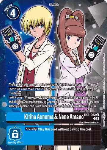 Kiriha Aonuma & Nene Amano (Alternate Art) (EX4-062 R), Alternative Being Booster — Digimon card price