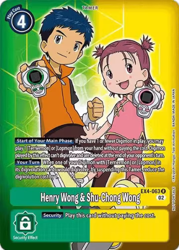 Henry Wong & Shu-Chong Wong (Alternate Art) (EX4-063 R), Alternative Being Booster — Digimon card price