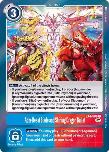 Adze Beast Blade and Shining Dragon Bullet (Alternate Art) (EX4-066 U), Alternative Being Booster — Digimon card price