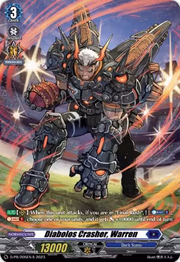 Diabolos Crasher, Warren (205) (Foil) (D-PR/205EN-S), D Promo Cards — Vanguard card price