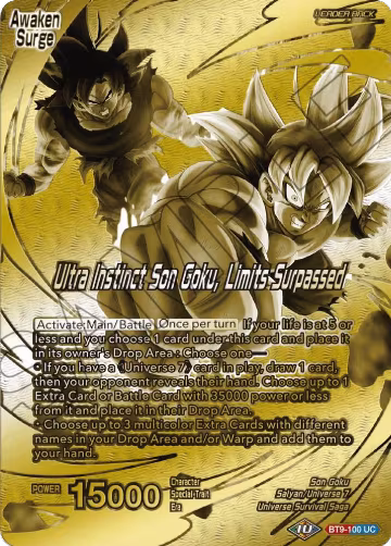 Son Goku // Ultra Instinct Son Goku, Limits Surpassed (Championship 2023 Golden Card Vol.2, Version 1) (BT9-100), Tournament Promotion Cards — DB Super card price