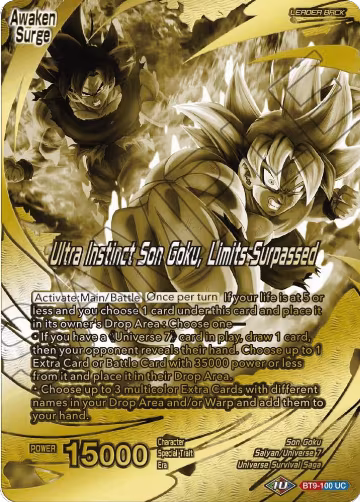 Son Goku // Ultra Instinct Son Goku, Limits Surpassed (Championship 2023 Golden Card Vol.2, Version 2) (BT9-100), Tournament Promotion Cards — DB Super card price