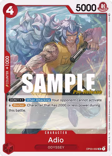 Adio (OP03-002), Pillars of Strength Pre-Release Cards — One Piece card price