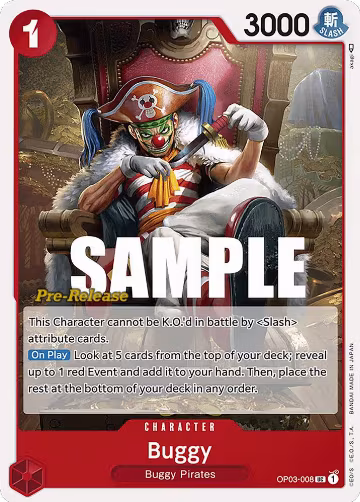 Buggy (008) (OP03-008), Pillars of Strength Pre-Release Cards — One Piece card price