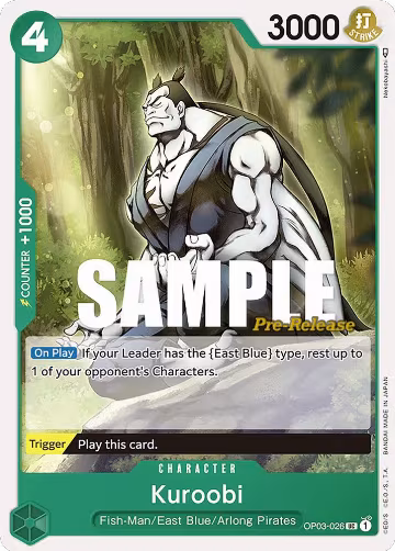Kuroobi (OP03-026), Pillars of Strength Pre-Release Cards — One Piece card price