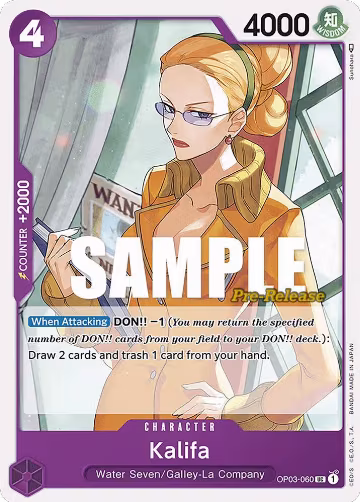 Kalifa (OP03-060), Pillars of Strength Pre-Release Cards — One Piece card price