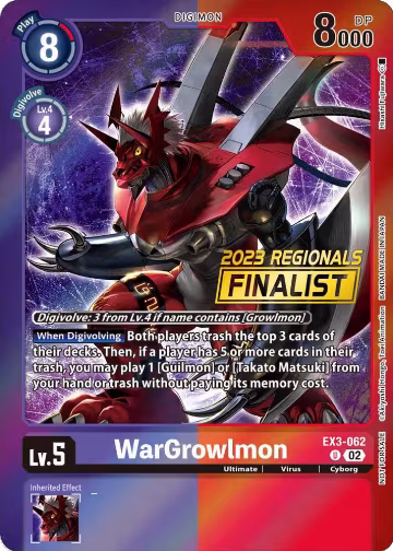 WarGrowlmon (2023 Regionals Finalist) (EX3-062 U) — card price