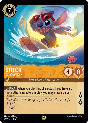 Stitch - Carefree Surfer (21/204), The First Chapter — Lorcana card price