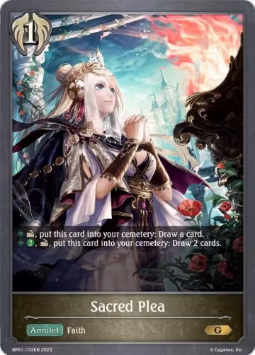 Sacred Plea (BP01-133EN), Advent of Genesis — Shadowverse card price