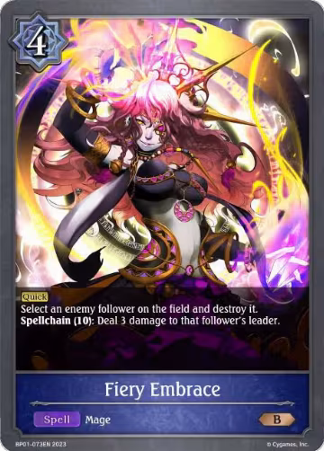 Fiery Embrace (BP01-073EN), Advent of Genesis — Shadowverse card price