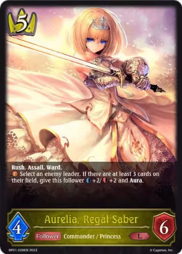 Aurelia, Regal Saber (BP01-028EN), Advent of Genesis — Shadowverse card price