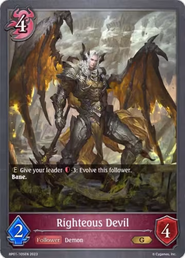 Righteous Devil (BP01-105EN), Advent of Genesis — Shadowverse card price