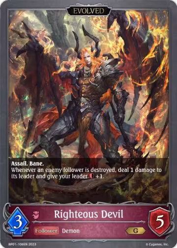 Righteous Devil (Evolved) (BP01-106EN), Advent of Genesis — Shadowverse card price