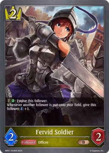 Fervid Soldier (BP01-043EN), Advent of Genesis — Shadowverse card price