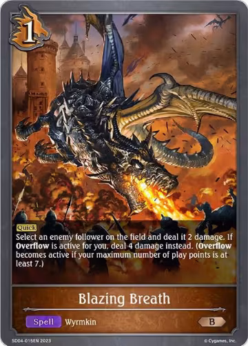Blazing Breath (SD04-015EN), Wrath of the Greatwyrm — Shadowverse card price