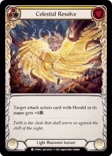 Celestial Resolve (Yellow) (DTD042), Dusk till Dawn — Flesh & Blood card price