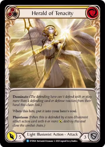 Herald of Tenacity (Yellow) (DTD024), Dusk till Dawn — Flesh & Blood card price