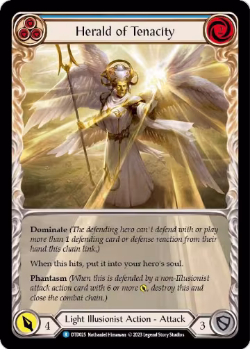 Herald of Tenacity (Blue) (DTD025), Dusk till Dawn — Flesh & Blood card price