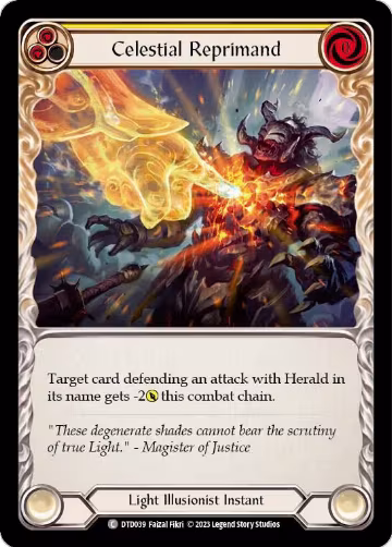 Celestial Reprimand (Yellow) (DTD039), Dusk till Dawn — Flesh & Blood card price