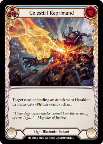 Celestial Reprimand (Blue) (DTD040), Dusk till Dawn — Flesh & Blood card price