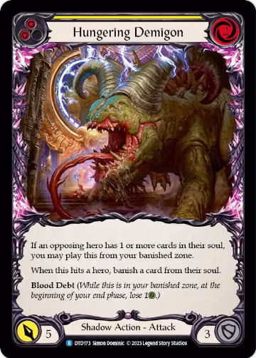 Hungering Demigon (Yellow) (DTD173), Dusk till Dawn — Flesh & Blood card price