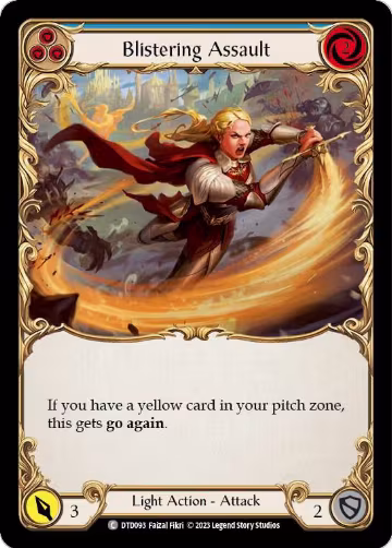 Blistering Assault (Blue) (DTD093), Dusk till Dawn — Flesh & Blood card price