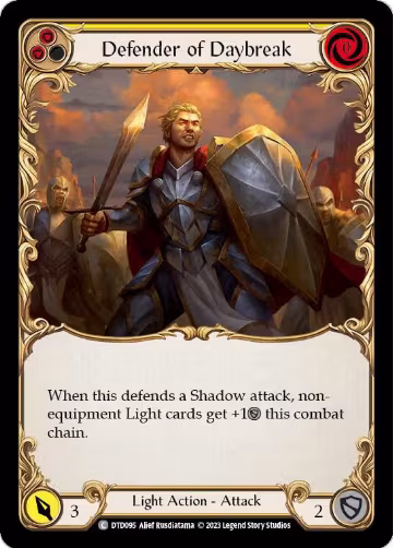 Defender of Daybreak (Yellow) (DTD095), Dusk till Dawn — Flesh & Blood card price