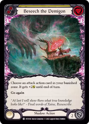 Beseech the Demigon (Yellow) (DTD188), Dusk till Dawn — Flesh & Blood card price