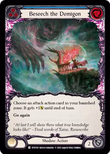 Beseech the Demigon (Blue) (DTD189), Dusk till Dawn — Flesh & Blood card price