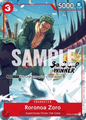 Roronoa Zoro (3-on-3 Cup) [Winner] (ST01-013), One Piece Promotion Cards — One Piece card price
