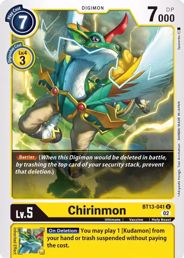 Chirinmon (BT13-041 U), Versus Royal Knights — Digimon card price