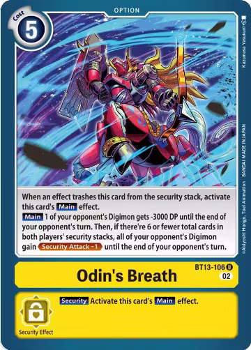 Odin's Breath (BT13-106 U), Versus Royal Knights — Digimon card price