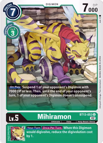 Mihiramon (BT13-053 U), Versus Royal Knights — Digimon card price
