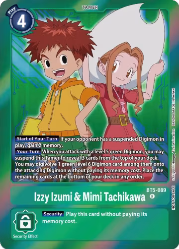 Izzy Izumi & Mimi Tachikawa (Event Pack 5) (BT5-089 R), Battle of Omni — Digimon card price