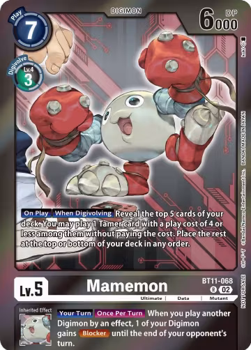 Mamemon (Event Pack 5) (BT11-068 R), Dimensional Phase — Digimon card price